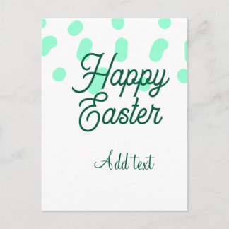 Happy Easter green eggs pastel name date simple Postcard