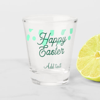 Happy Easter green eggs pastel name date simple Shot Glass
