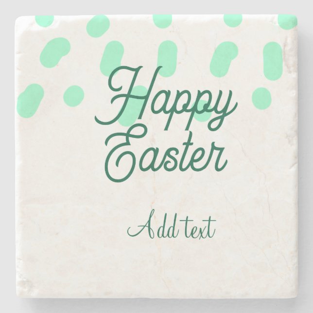 Happy Easter green eggs pastel name date simple  Stone Coaster (Front)