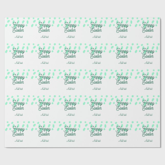 Happy Easter green eggs pastel name date simple  Wrapping Paper (Flat)
