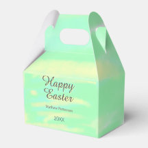 Happy Easter green yellow pastel gray name year 