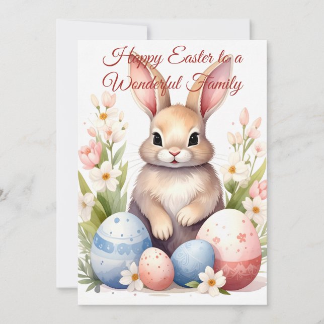 Happy Easter Greeting Card – Cute Bunny Easter Egg (Front)