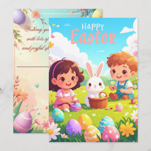 Happy Easter Greeting Card – Cute Bunny Easter Egg