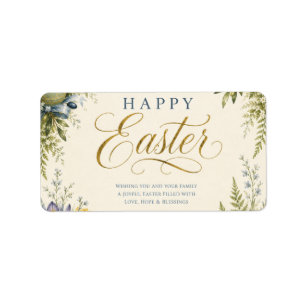 Happy Easter Greeting ,Elegant Floral and pastel Label