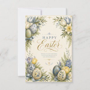 Happy Easter Greeting ,Elegant Floral and pastel Thank You Card