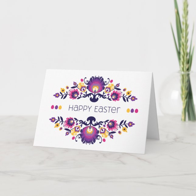 Happy Easter Greetings Folklore Custom Text Card (Front)