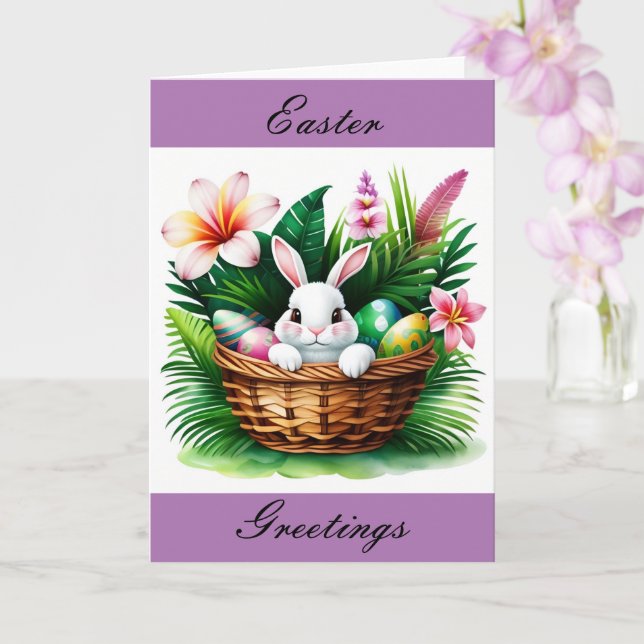 Happy Easter Greetings Hawaiian Tropical  Card (Orchid)
