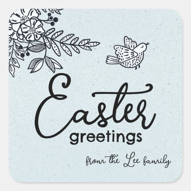 Happy Easter Greetings Personalised Springtime Squ Square Sticker (Front)