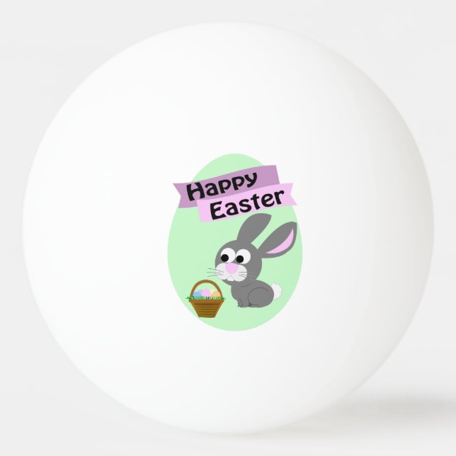 Happy Easter! Grey Bunny Ping Pong Ball (Front)