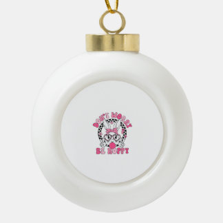 Happy Easter Groovy Bunny Face Don't Worry Be Hopp Ceramic Ball Christmas Ornament