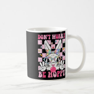 Happy Easter Groovy Bunny Face Don't Worry Be Hopp Coffee Mug