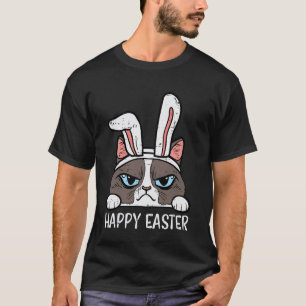 Happy Easter Grumpy Bunny Cat Funny Women Girls Ki T-Shirt