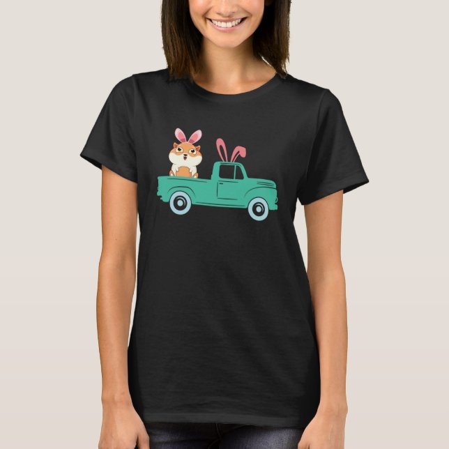 Happy Easter Guinea Pig Bunny Riding Truck Boys To T-Shirt (Front)