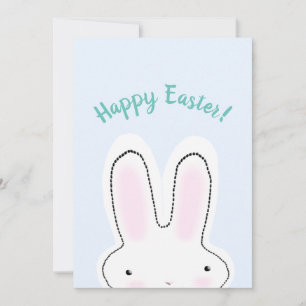 Happy Easter Happy Spring blue cute Bunny funny Holiday Card