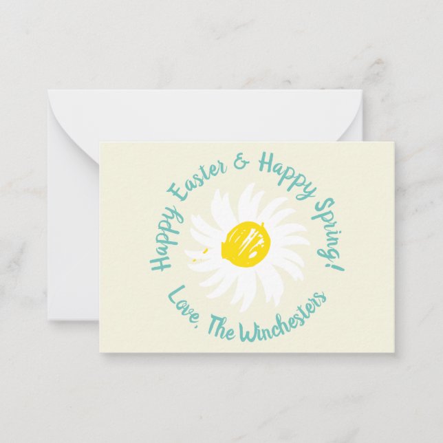 Happy Easter Happy Spring custom script cute daisy Card (Front)