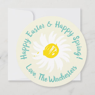 Happy Easter Happy Spring custom script cute daisy Card