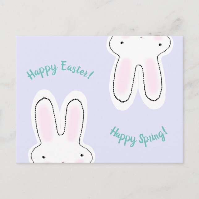 Happy Easter Happy Spring lilac cute bunny funny Postcard (Front)
