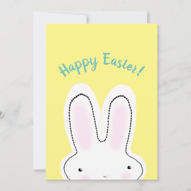 Happy Easter Happy Spring yellow cute Bunny funny Holiday Card (Front)