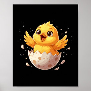 Happy Easter Hatching Chick Cute Spring Egg  Poster