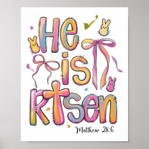Happy Easter He Is Risen Bunny Jesus Christian Coq Poster