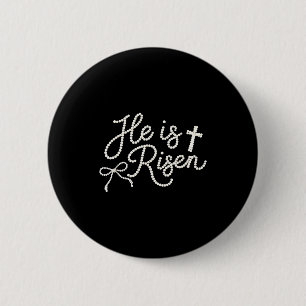 Happy easter he is risen pearl jesus christianHapp 6 Cm Round Badge