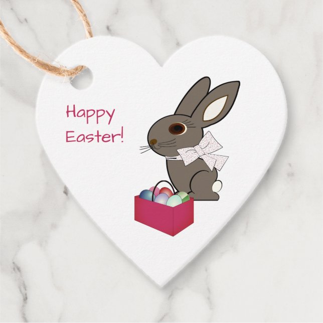 Happy Easter Heart Shaped Gift Tags (Front)