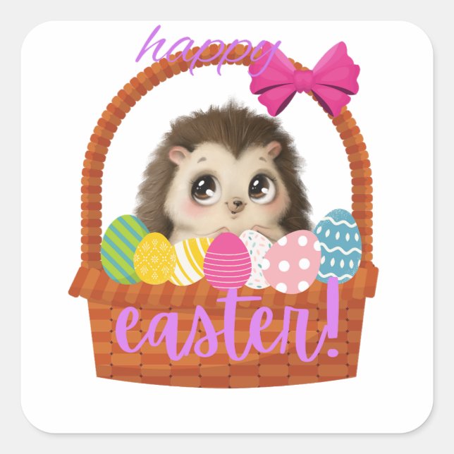 Happy Easter Hedgehog Sticker (Front)
