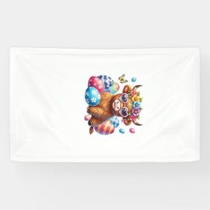 Happy Easter Highland Cow Heifer Easter Day Farmer Banner