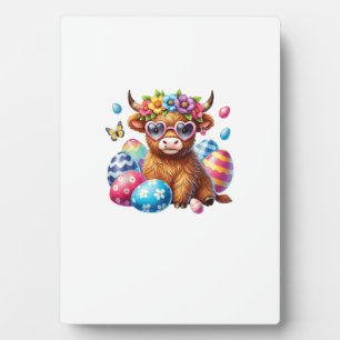 Happy Easter Highland Cow Heifer Easter Day Farmer Plaque