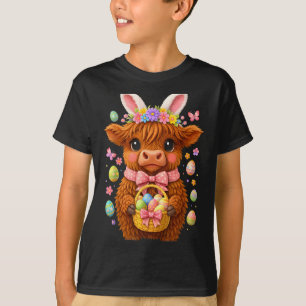 Happy Easter Highland Cow Heifer Easter Day Farmer T-Shirt