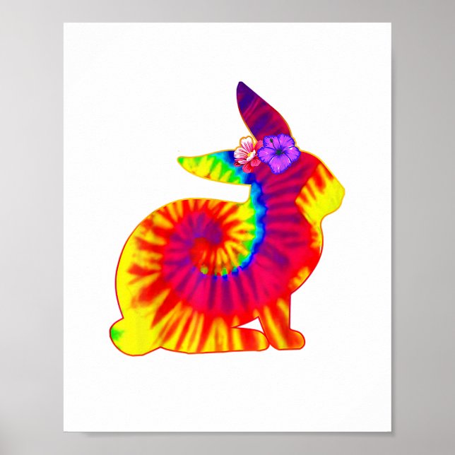 Happy Easter Hippie Bunny Rabbit Tie Dye  Poster (Front)