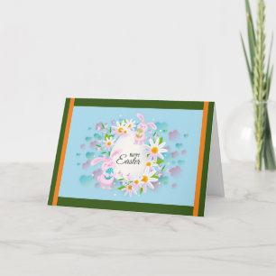 Happy Easter Holiday Bunny Floral Holiday Cards