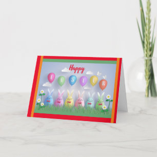 Happy Easter Holiday Bunny Floral Holiday Cards