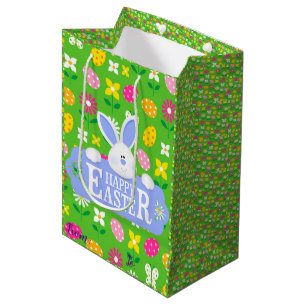 Happy Easter Holiday Bunny Floral Medium Gift Bag