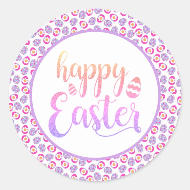 Happy Easter Holiday Easter Egg Party Classic Round Sticker (Front)