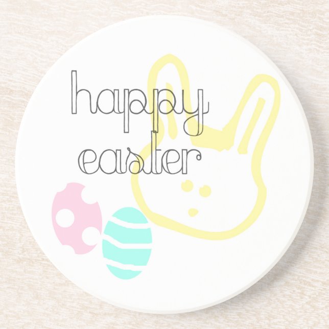 happy easter holiday pastel eggs bunny coaster (Front)