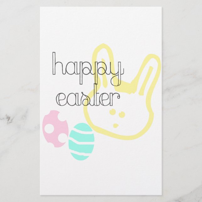 happy easter holiday pastel eggs bunny stationery (Front)