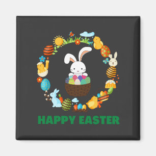 Happy Easter Holiday Rabbit Wishes Magnet