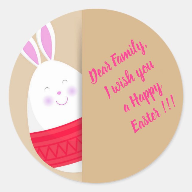 Happy Easter Holiday Trendy Bunny Floral Classic Round Sticker (Front)