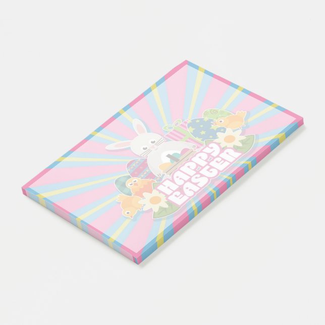 Happy Easter Holiday Trendy Bunny Floral Post-it Notes (Angled)
