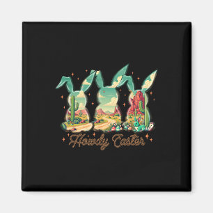 Happy Easter Howdy Easter Egg Bunny Rabbit Cowgirl Magnet
