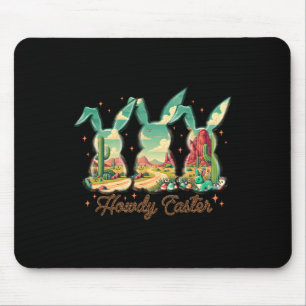 Happy Easter Howdy Easter Egg Bunny Rabbit Cowgirl Mouse Pad