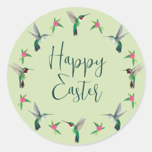 Happy Easter Hummingbird  Classic Round Sticker