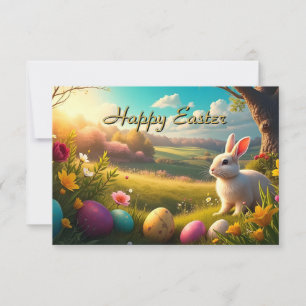 Happy Easter in a Spring Landscape