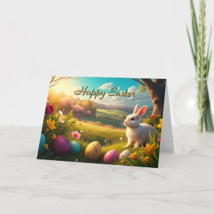 Happy Easter in a Spring Landscape Card