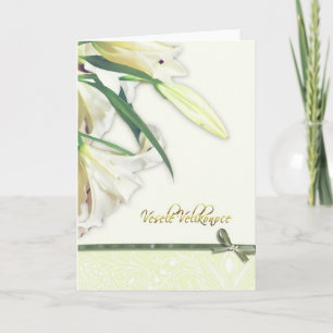 Happy Easter in Czech, white lilly card