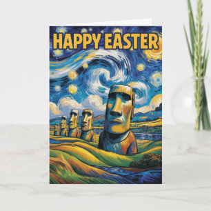 Happy Easter Island Moai Greeting Card