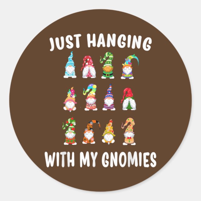 Happy Easter Just Hanging With My Gnomes  Classic Round Sticker (Front)