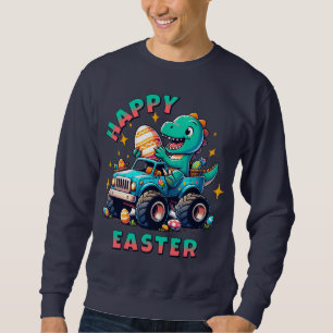 Happy Easter Kawaii Baby Dinosaur Monster Truck  Sweatshirt