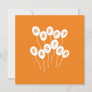 Happy Easter Key White and Orange Nice Ballons Holiday Card